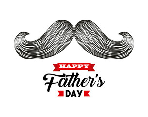 happy father's day card with mustache icon over white background. colorful design. vector illustration