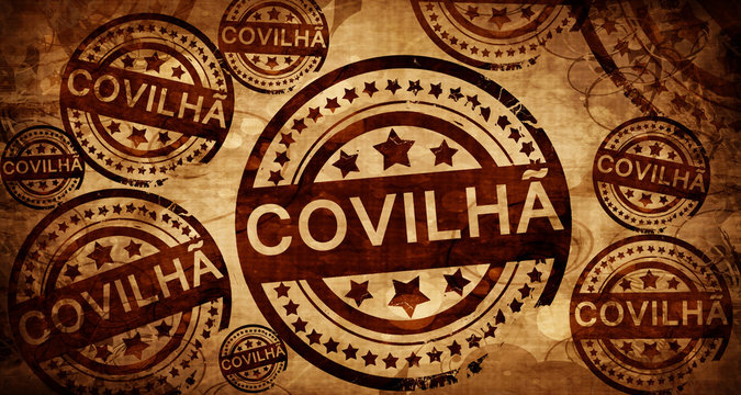 Covilha, vintage stamp on paper background