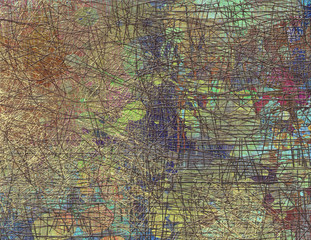 Fototapeta premium Abstract seamless pattern with chaotic line and different color elements 