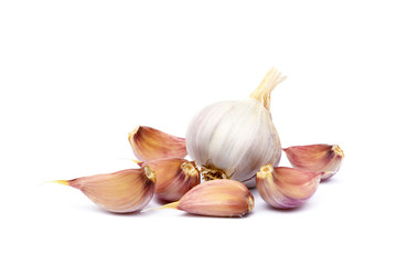 Healthy fresh garlic isolated on white background