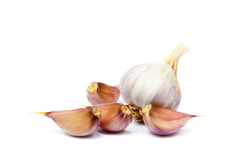 Healthy fresh garlic isolated on white background