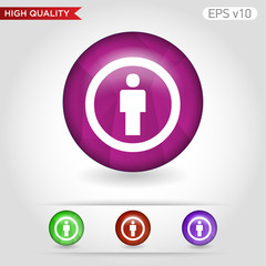 Colored icon or button of man symbol with background