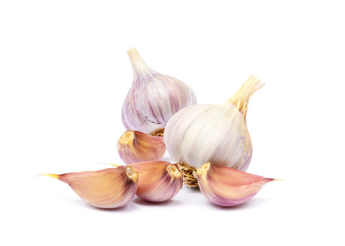 Healthy fresh garlic isolated on white background