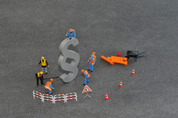 Paragraph, Baustelle, Symbol, Justiz, Recht, Justizreform, Rechsprechung, Reform, Gesetzgebung,...