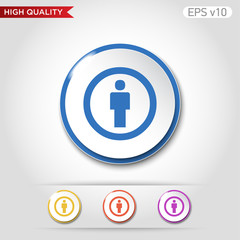 Colored icon or button of man symbol with background