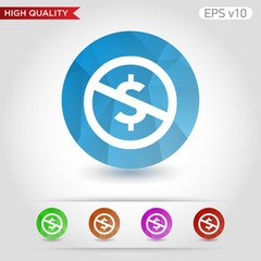 Colored icon or button of stop usd symbol with background