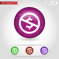 Colored icon or button of stop usd symbol with background