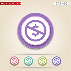 Colored icon or button of stop usd symbol with background