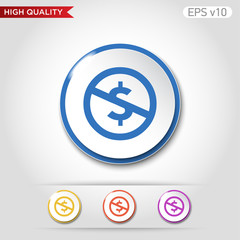 Colored icon or button of stop usd symbol with background