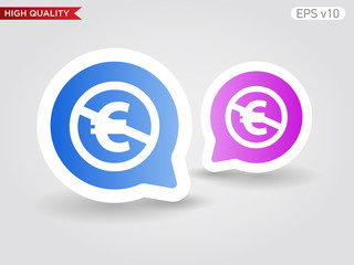 Colored icon or button of stop euro symbol with background