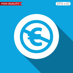 Colored icon or button of stop euro symbol with background