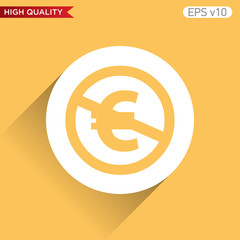 Colored icon or button of stop euro symbol with background