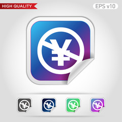 Obraz premium Colored icon or button of stop yen symbol with background