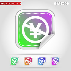 Obraz premium Colored icon or button of stop yen symbol with background