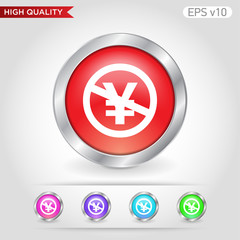 Obraz premium Colored icon or button of stop yen symbol with background
