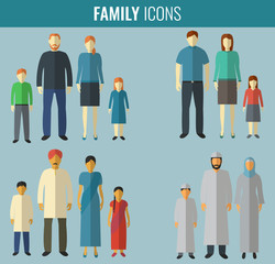 Family icons set. Traditional Culture. Vector