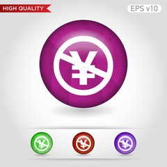 Obraz premium Colored icon or button of stop yen symbol with background