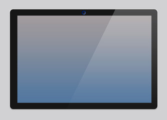    Tablet   modern black plate on a gray background