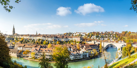 Panorama, Aare und Altstadt von Berrn, Schweiz