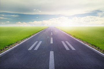 Fototapeta premium airport runway in the morning background. concept flight, travel