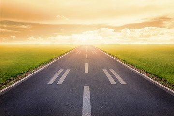 airport runway in the evening background. concept flight, travel