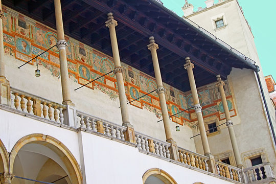 Yard 's roof of famous Wawel castle in Krakow, Poland