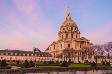 Fototapeta na wymiar Chapel Saint Louis des Invalides in Paris on sunset, Paris, France