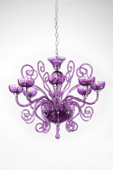 elegante lampadario in cristallo viola, 8 luci