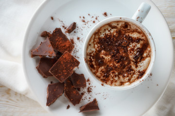 Cocoa and chocolate top view