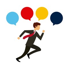 businessman running icon over background. colorful design. business competition concept. vector illustration