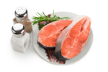 Salmon steak raw