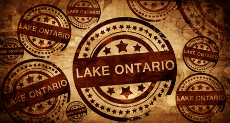 Lake ontario, vintage stamp on paper background