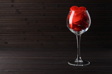 Red hearts in a glass