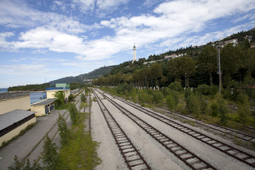 Railroad tracks in summer