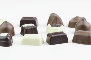 Assortment Of Fine Chocolates In White, Dark And Milk Chocolate