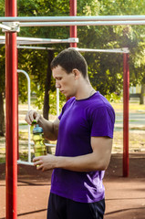 Obraz premium man after workout drink