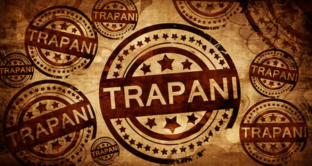 Trapani, vintage stamp on paper background