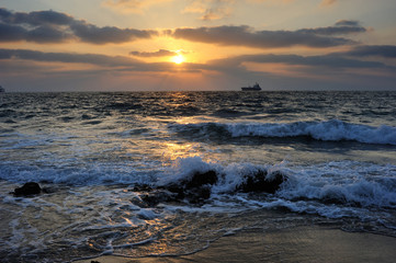 Obraz premium Mediterranean coast in southern Israel near the city of Ashkelon