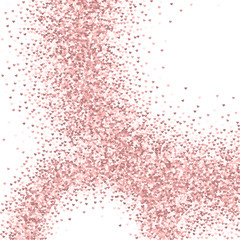 Pink golden glitter made of hearts. Abstract circles on white valentine background. Vector illustration.