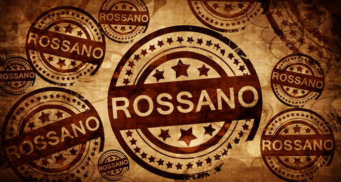 Rossano, vintage stamp on paper background