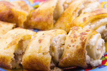 Pancakes stuffed with cottage cheese