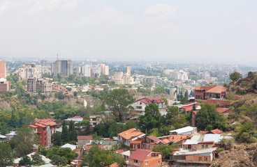 Fototapeta na wymiar Top view of Tbilisi. Tbilisi is the capital of Georgia