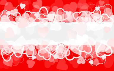 Holiday red background with hearts. Banner