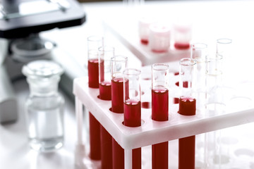 Medical equipment blood test in laboratory no one