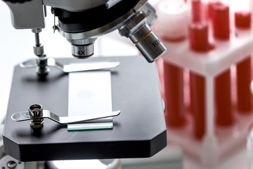 Medical equipment blood test in laboratory no one