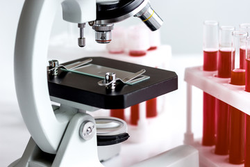Medical equipment blood test in laboratory no one