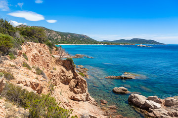 Fototapeta na wymiar view of Rondinara beach in Corsica Island in France