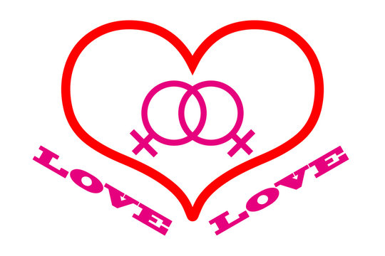 Valentine's Day card background , heart, woman and woman symbols, Sex symbol,