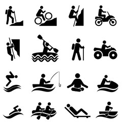 Leisure and outdoor recreational activities icons