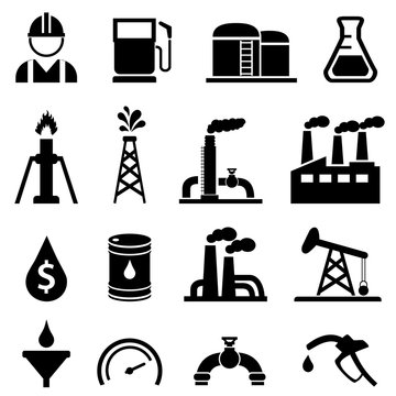 Oil and petroleum icon set